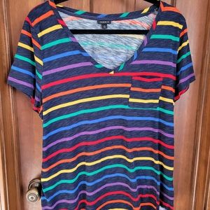 Torrid v neck Rainbow Stripe tee